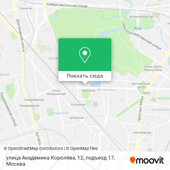 Карта улица Академика Королёва, 12, подъезд 17