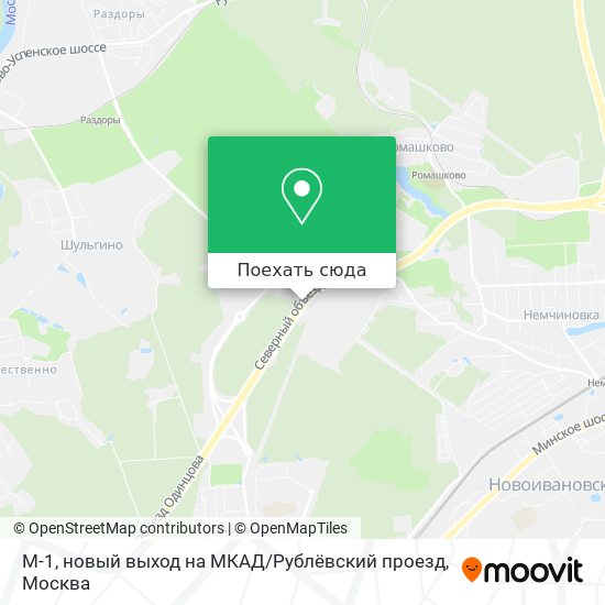 Карта М-1, новый выход на МКАД / Рублёвский проезд