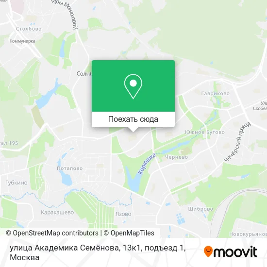 Карта улица Академика Семёнова, 13к1, подъезд 1