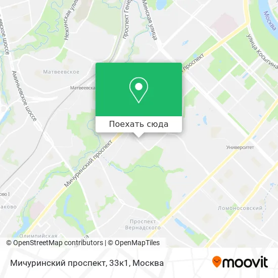 Карта Мичуринский проспект, 33к1