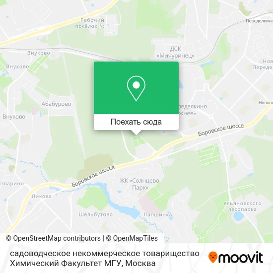 Карта садоводческое некоммерческое товарищество Химический Факультет МГУ