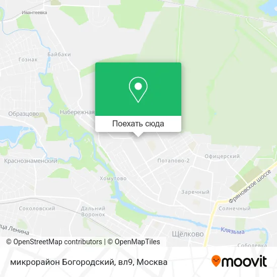 Карта микрорайон Богородский, вл9