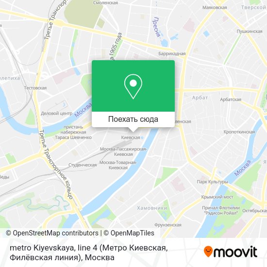 Карта metro Kiyevskaya, line 4 (Метро Киевская, Филёвская линия)