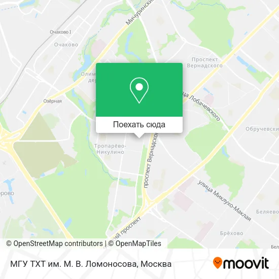 Карта МГУ ТХТ им. М. В. Ломоносова
