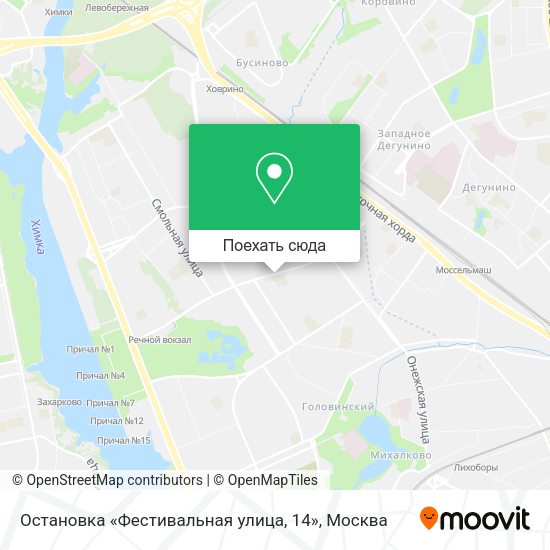 Карта Остановка «Фестивальная улица, 14»
