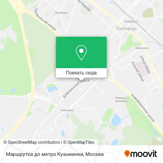 Карта Маршрутка до метро Кузьминки