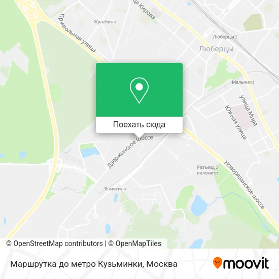 Карта Маршрутка до метро Кузьминки