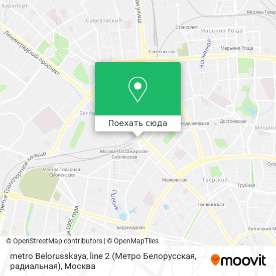 Карта metro Belorusskaya, line 2 (Метро Белорусская, радиальная)