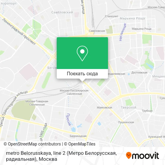 Карта metro Belorusskaya, line 2 (Метро Белорусская, радиальная)