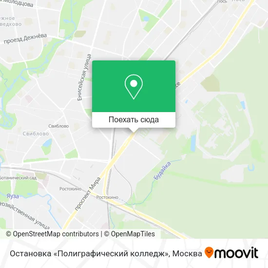 Карта Остановка «Полиграфический колледж»