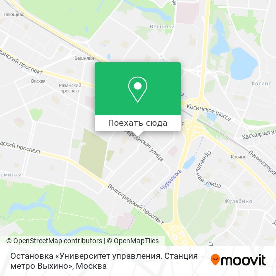 Карта Остановка «Университет управления. Станция метро Выхино»