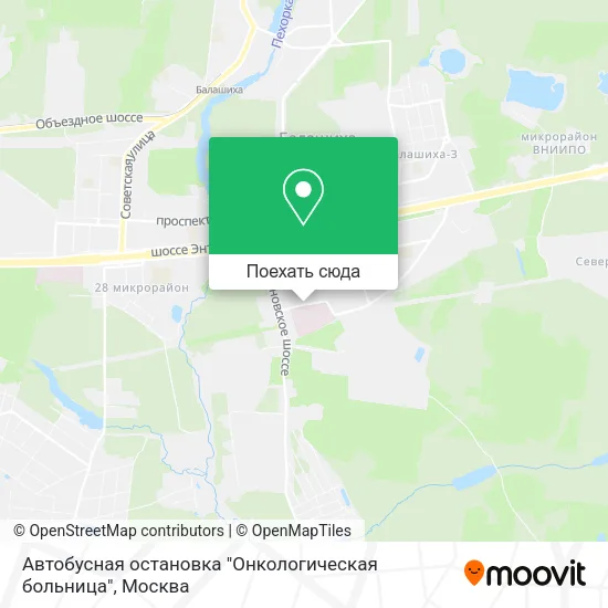 Карта Автобусная остановка "Онкологическая больница"