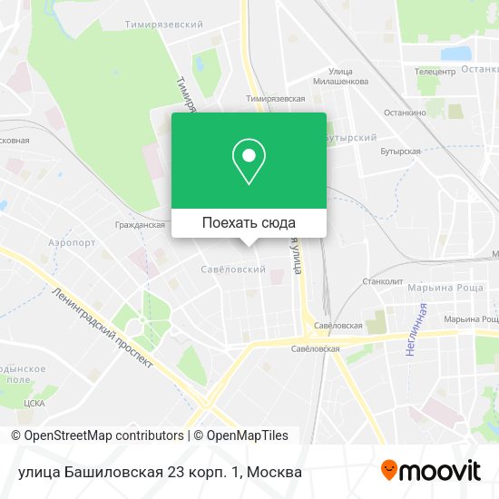 Карта улица Башиловская 23 корп. 1
