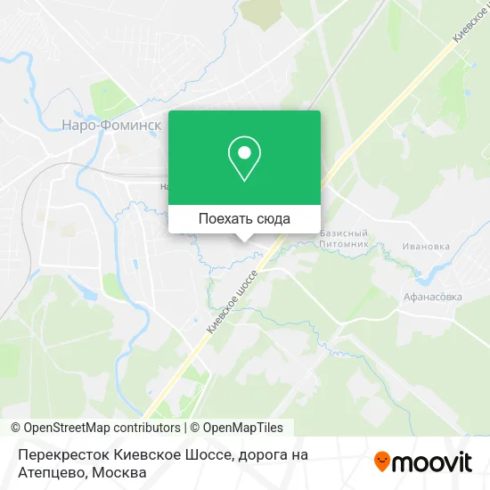 Карта Перекресток Киевское Шоссе, дорога на Атепцево