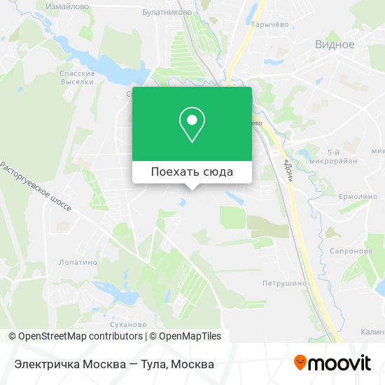 Карта Электричка Москва — Тула