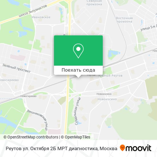 Карта Реутов ул. Октября 2Б МРТ диагностика