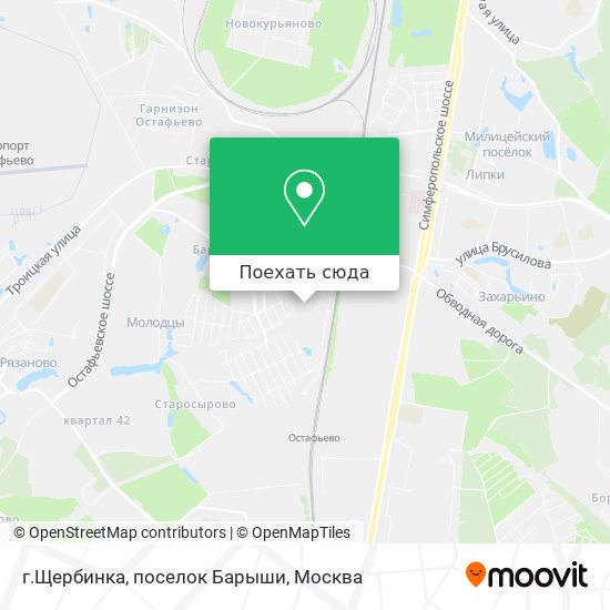 Карта г.Щербинка, поселок Барыши