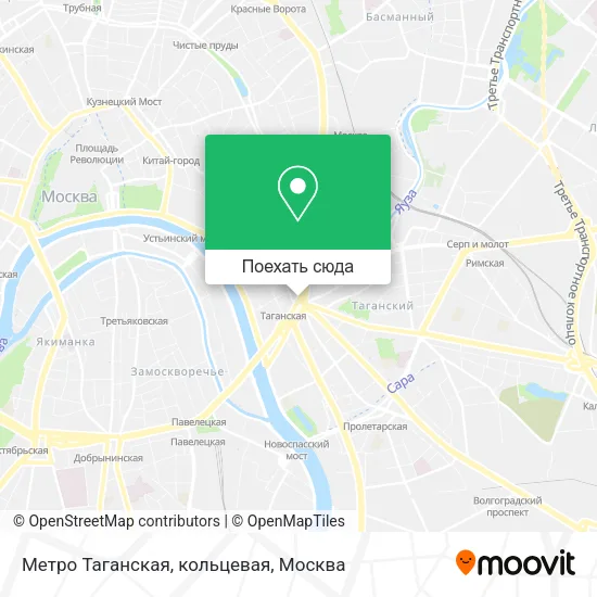 Карта Метро Таганская, кольцевая