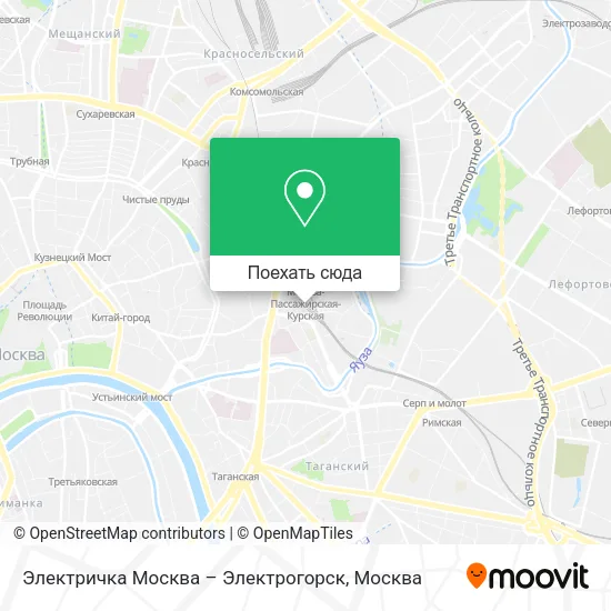 Карта Электричка Москва – Электрогорск