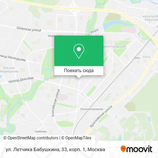 Карта ул. Летчика Бабушкина, 33, корп. 1