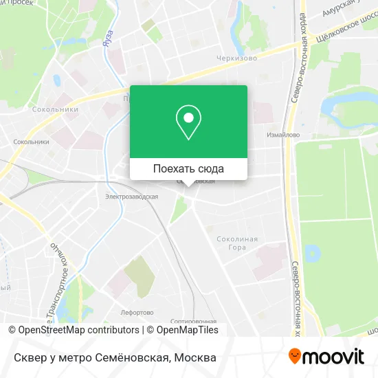 Карта Сквер у метро Семёновская