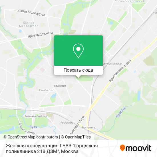 Карта Женская консультация ГБУЗ "Городская поликлиника 218 ДЗМ"