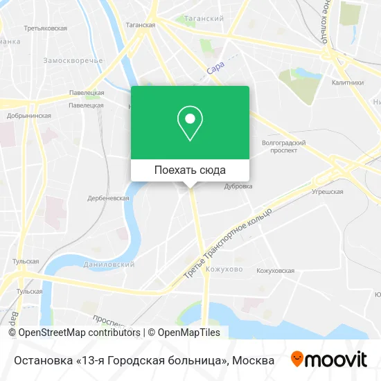 Карта Остановка «13-я Городская больница»