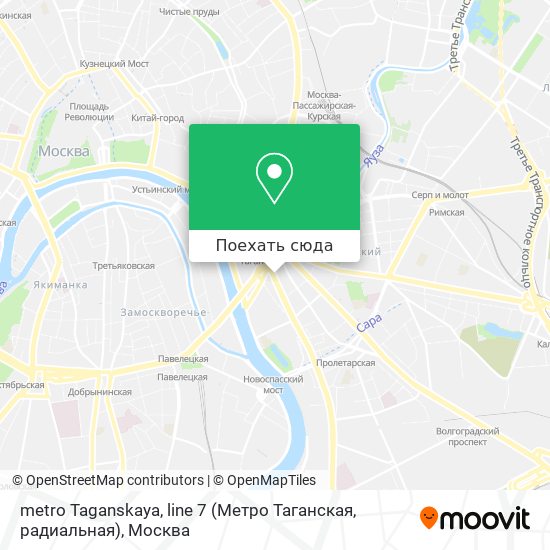 Карта metro Taganskaya, line 7 (Метро Таганская, радиальная)
