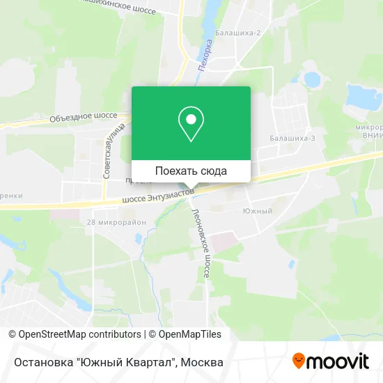 Карта Остановка "Южный Квартал"