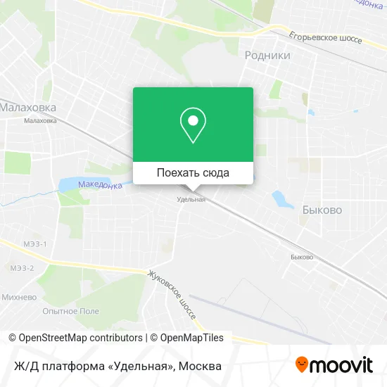 Карта Ж/Д платформа «Удельная»