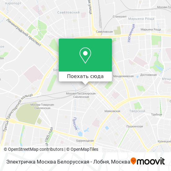Карта Электричка Москва Белорусская - Лобня