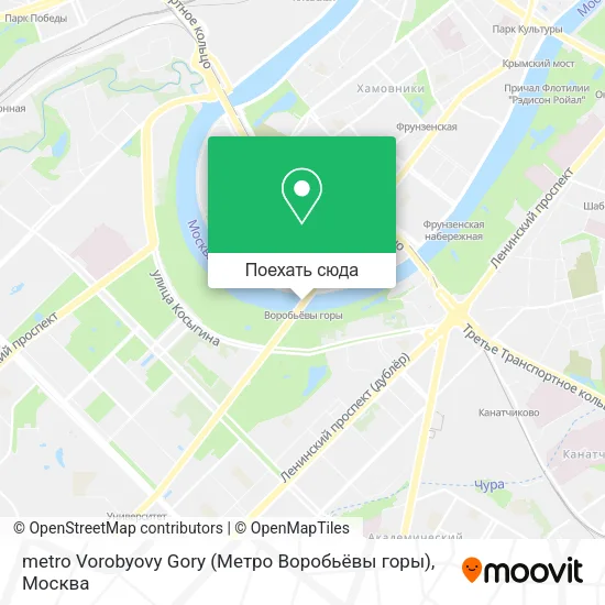 Карта metro Vorobyovy Gory (Метро Воробьёвы горы)