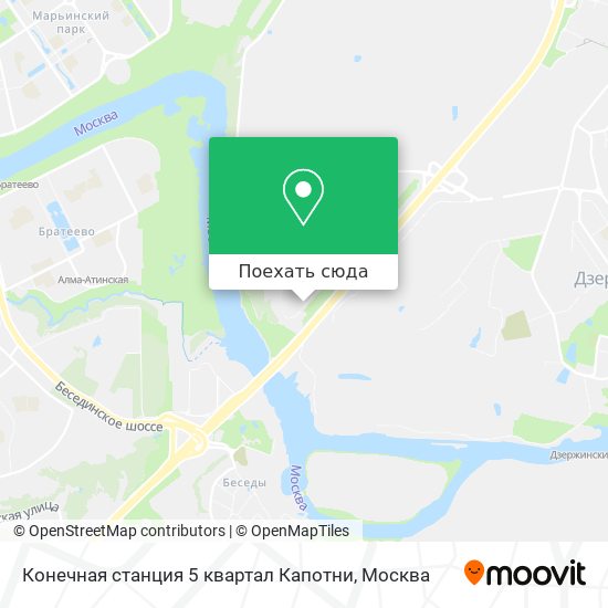 Карта Конечная станция 5 квартал Капотни