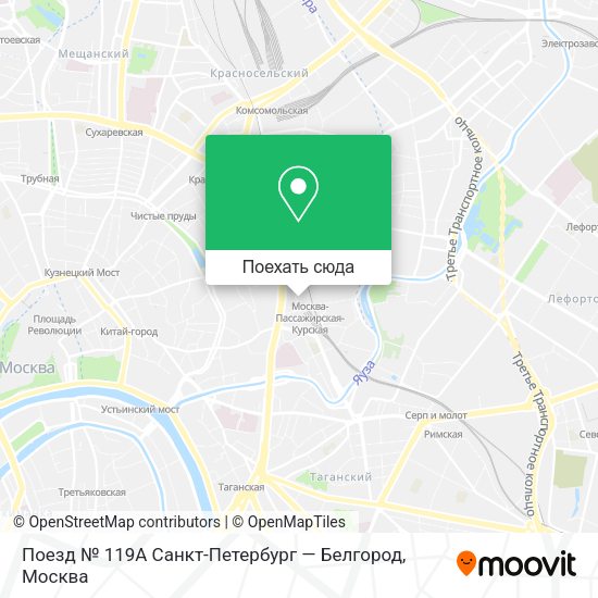 Карта Поезд № 119А Санкт-Петербург — Белгород
