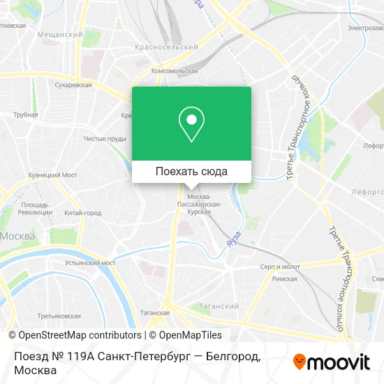 Карта Поезд № 119А Санкт-Петербург — Белгород