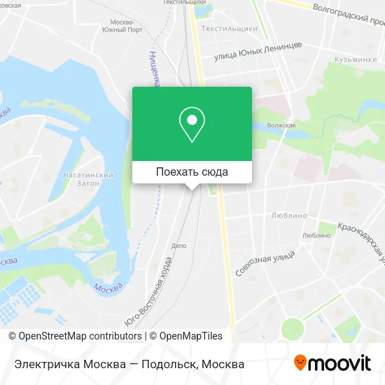 Карта Электричка Москва — Подольск