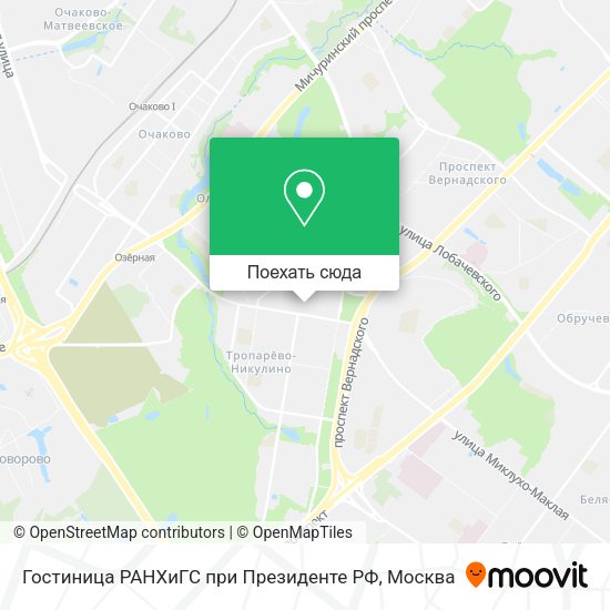 Карта Гостиница РАНХиГС при Президенте РФ