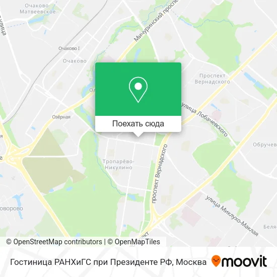 Карта Гостиница РАНХиГС при Президенте РФ