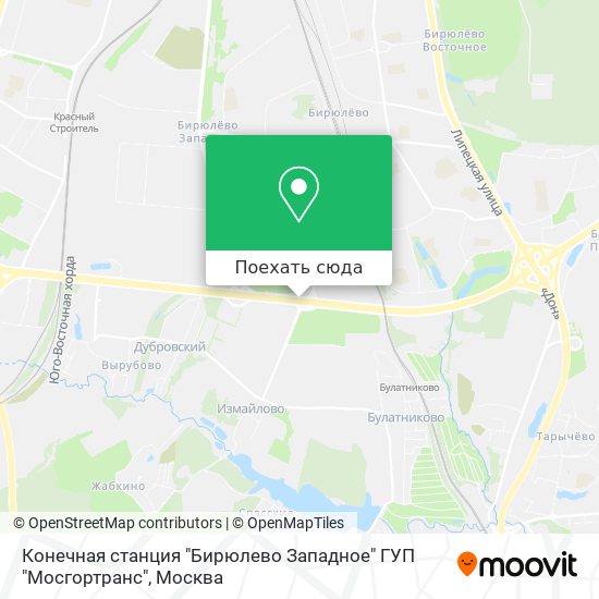 Карта Конечная станция "Бирюлево Западное" ГУП "Мосгортранс"