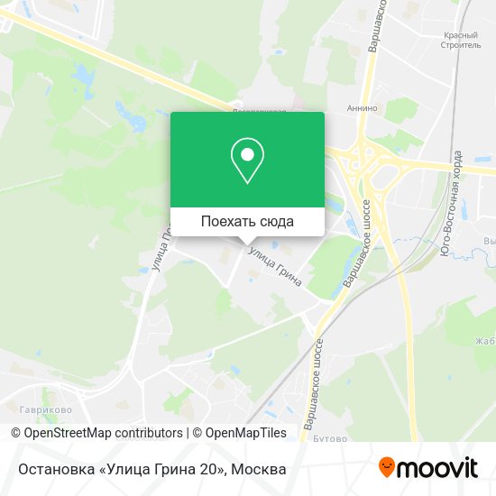 Карта Остановка «Улица Грина 20»