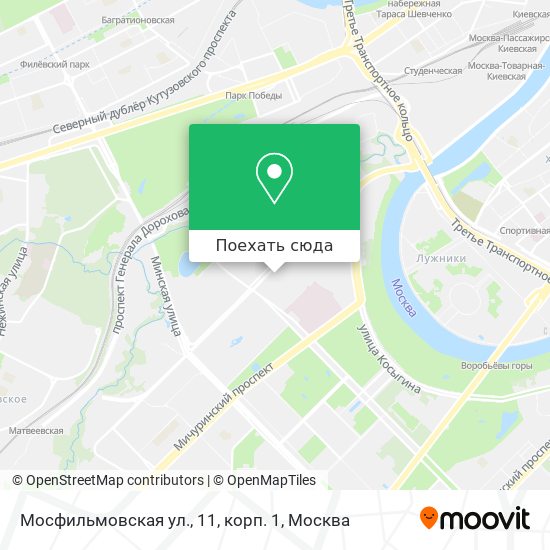 Карта Мосфильмовская ул., 11, корп. 1