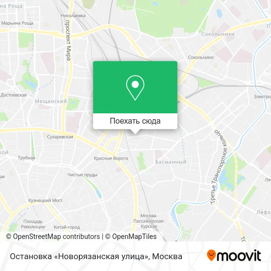 Карта Остановка «Новорязанская улица»