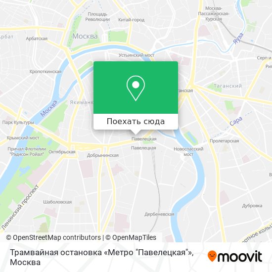 Карта Трамвайная остановка «Метро "Павелецкая"»