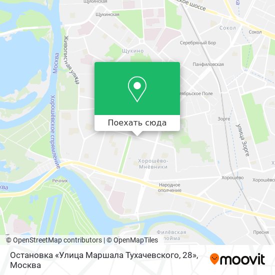Карта Остановка «Улица Маршала Тухачевского, 28»