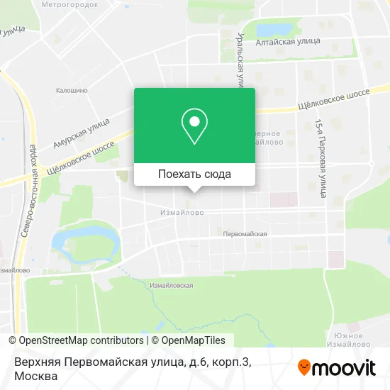 Карта Верхняя Первомайская улица, д.6, корп.3
