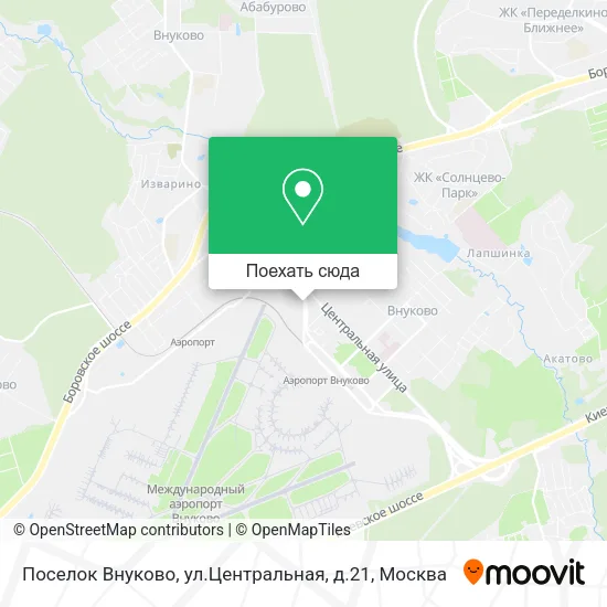 Карта Поселок Внуково, ул.Центральная, д.21