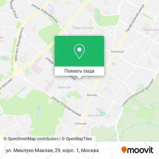 Карта ул. Миклухо-Маклая, 29, корп. 1
