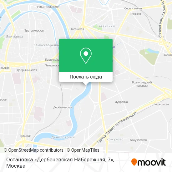 Карта Остановка «Дербеневская Набережная, 7»