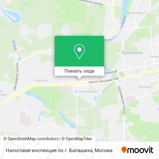 Карта Налоговая инспекция по г. Балашиха