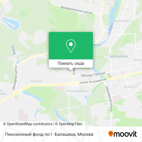 Карта Пенсионный фонд по г. Балашиха